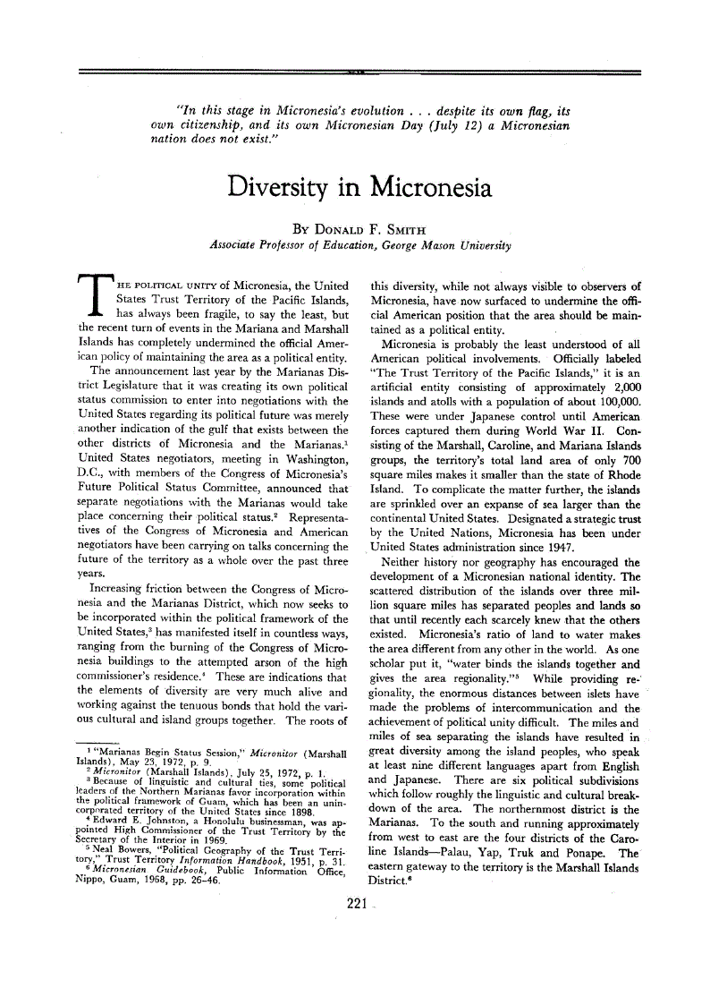 First page of Diversity in Micronesia