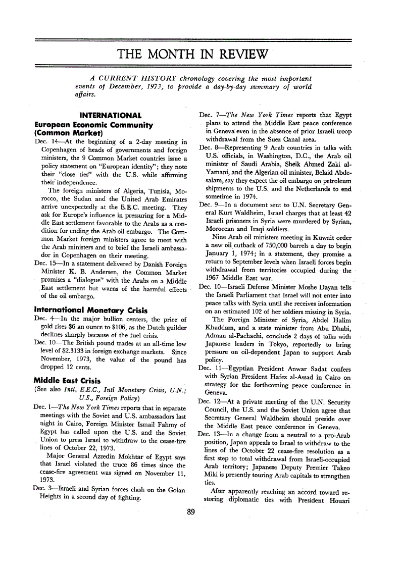 First page of The Month in Review