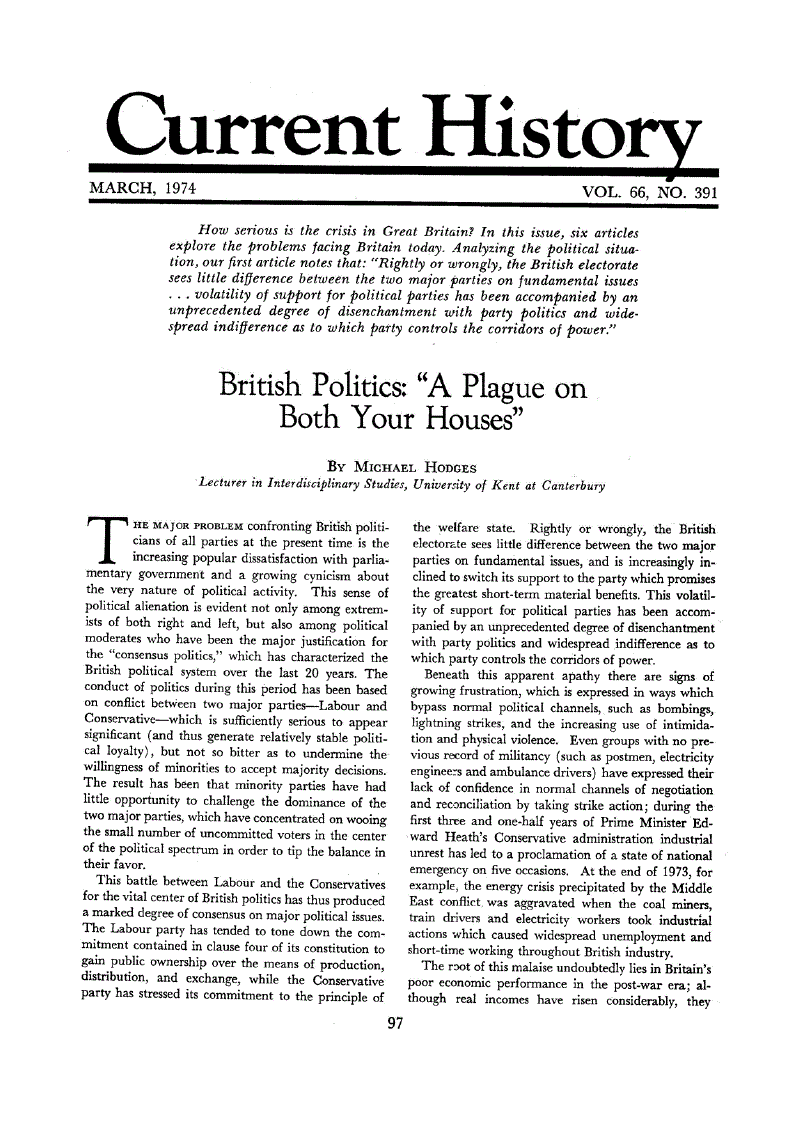 First page of British Politics<subtitle>“A Plague on Both Your Houses”</subtitle>