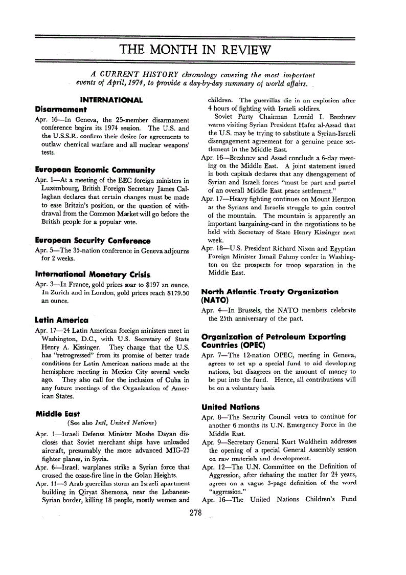 First page of The Month in Review