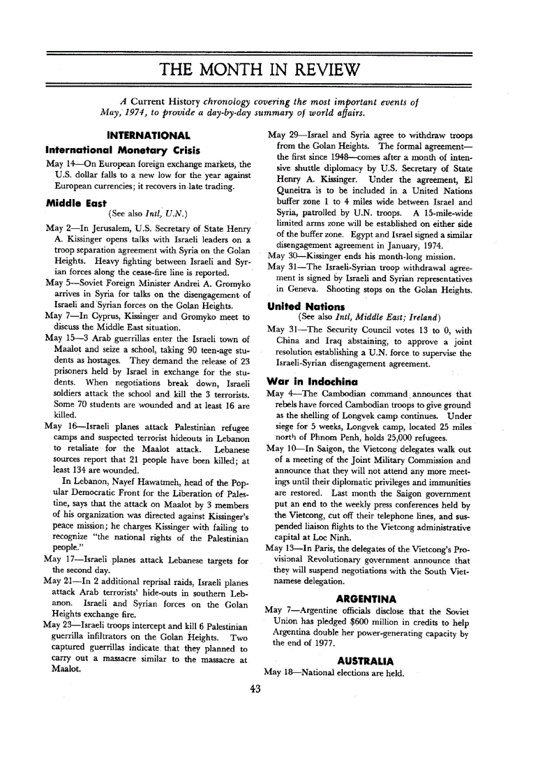 First page of The Month in Review