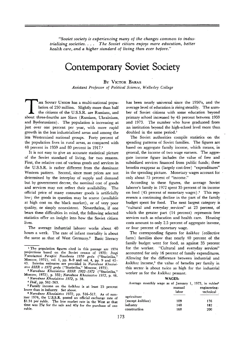 First page of Contemporary Soviet Society