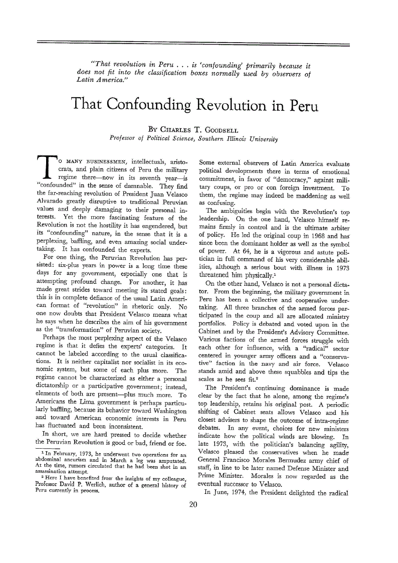 First page of That Confounding Revolution in Peru