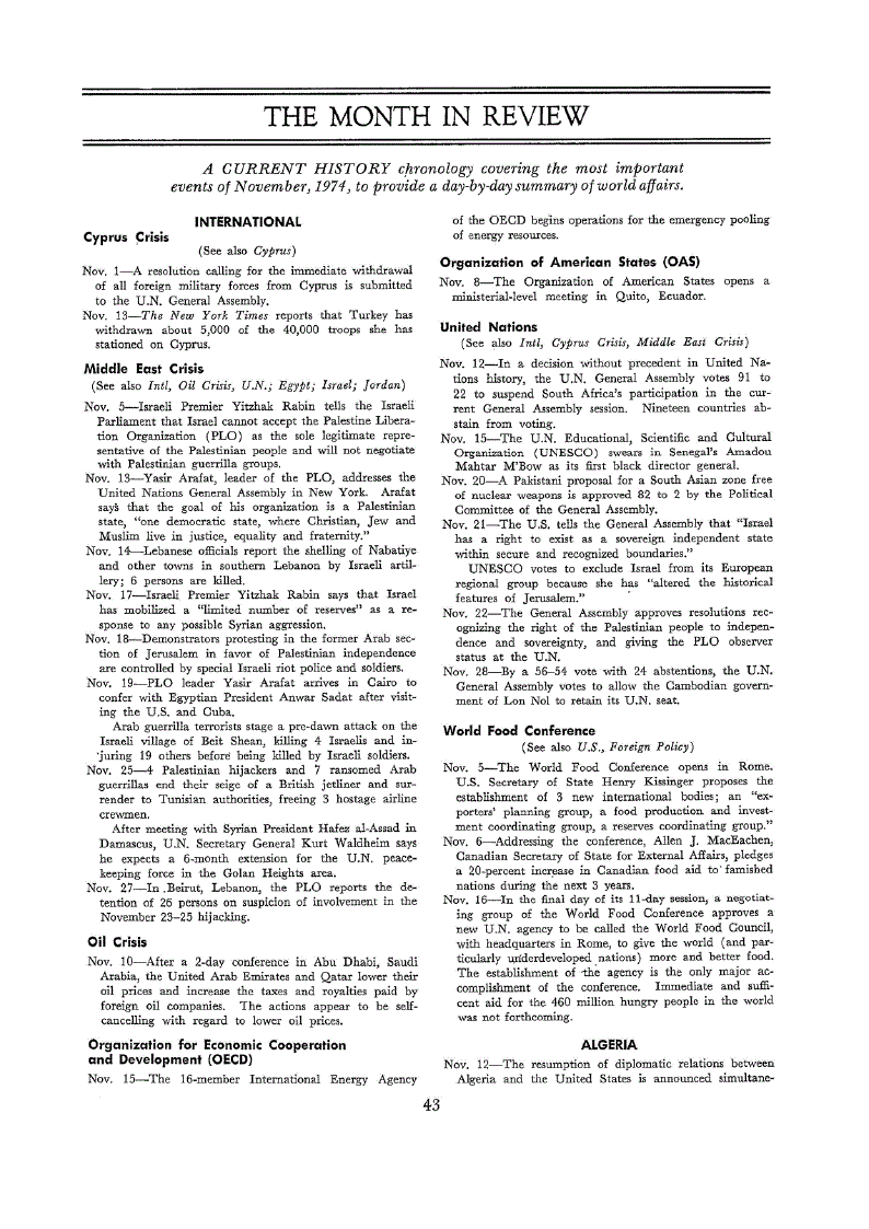 First page of The Month in Review