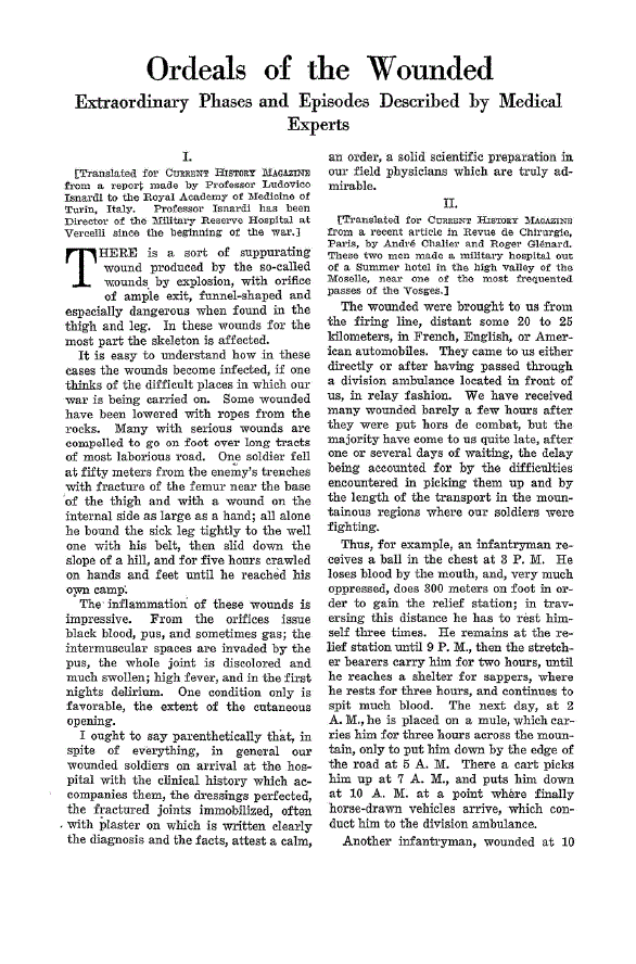 First page of Ordeals of the Wounded<subtitle>Extraordinary Phases and Episodes Described by Medical Experts</subtitle>