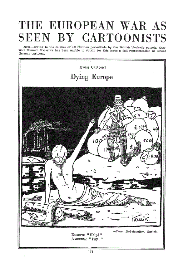 First page of The European War as Seen by Cartoonists