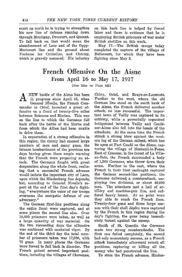 First page of French Offensive on the Aisne<subtitle>From April 16 to May 17, 1917</subtitle>
