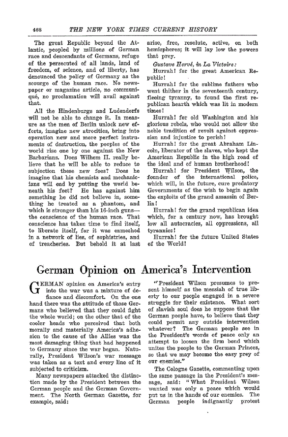 First page of German Opinion on America’s Intervention