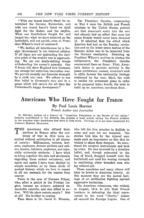 First page of Americans who have Fought for France