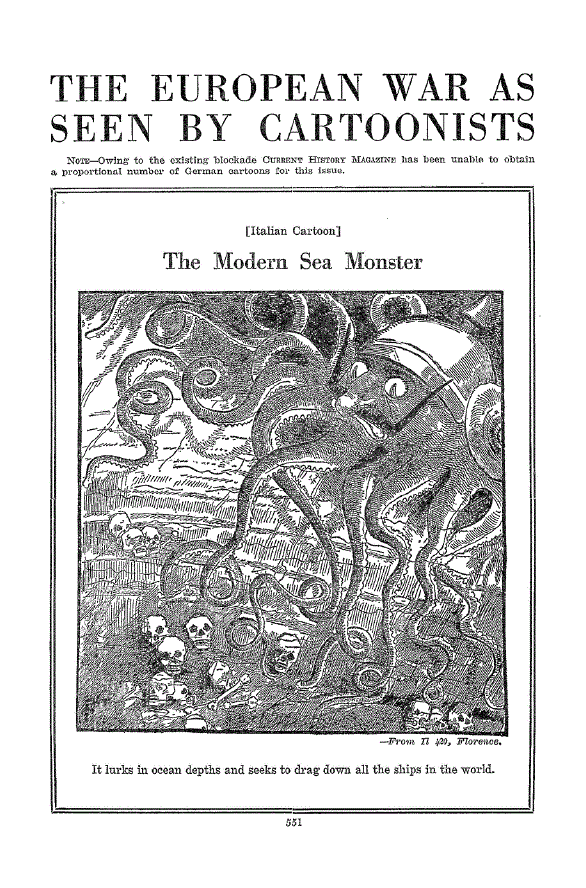First page of The European War as Seen by Cartoonists