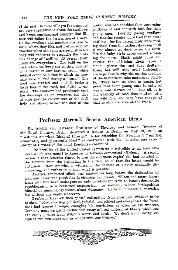 First page of Professor Harnack Scorns American Ideals
