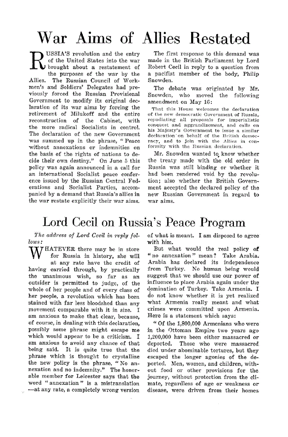 First page of War Aims of Allies Restated