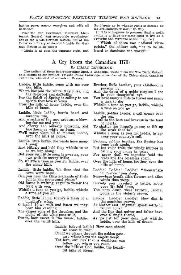 First page of A Cry from the Canadian Hills