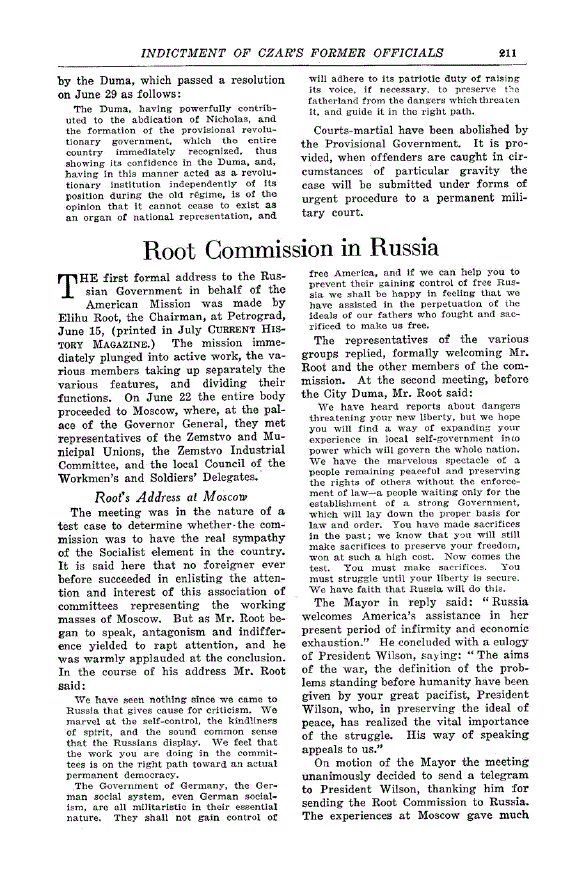 First page of Root Commission in Russia