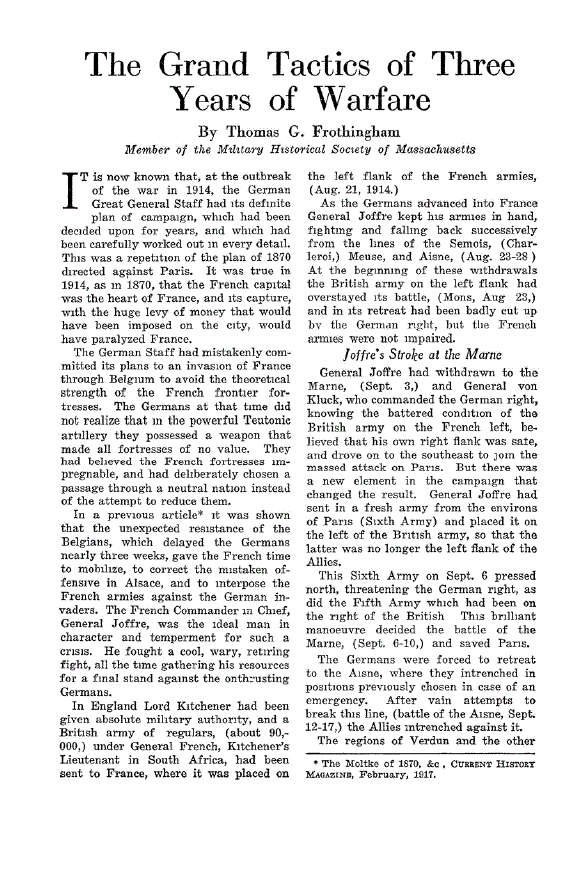 First page of The Grand Tactics of Three Years of Warfare