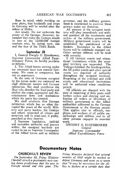 First page of Documentary Notes