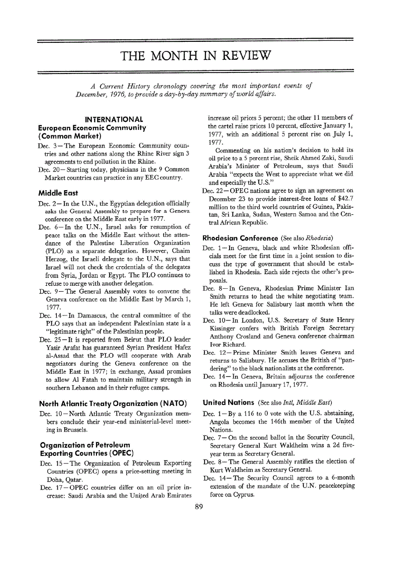 First page of The Month in Review