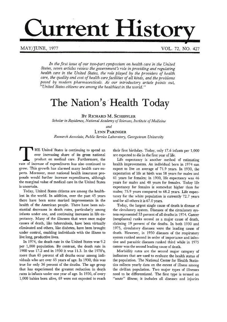 First page of The Nation’s Health Today