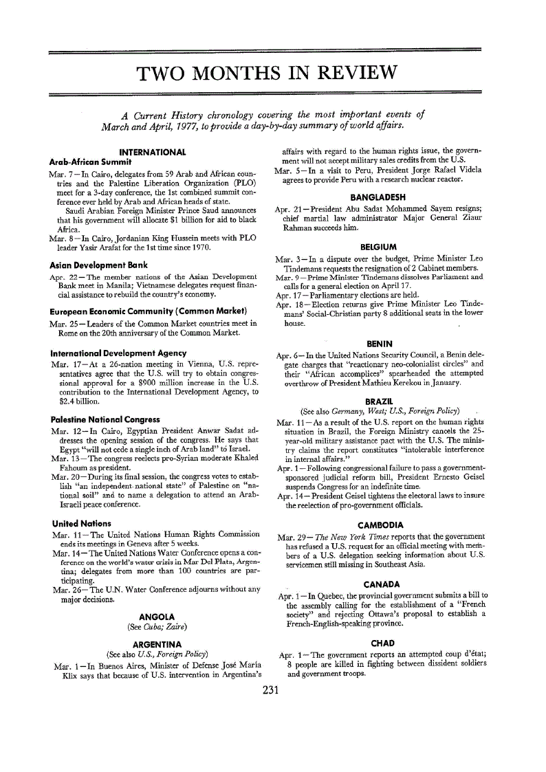 First page of Two Months in Review