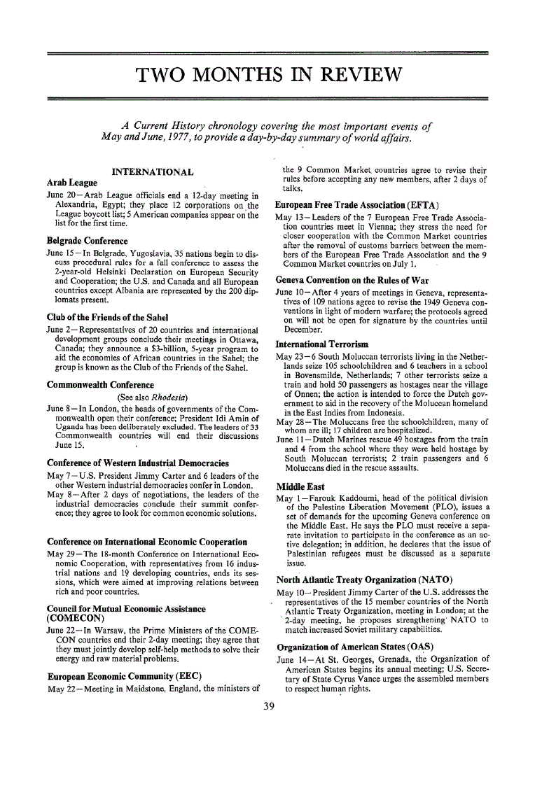 First page of Two Months in Review