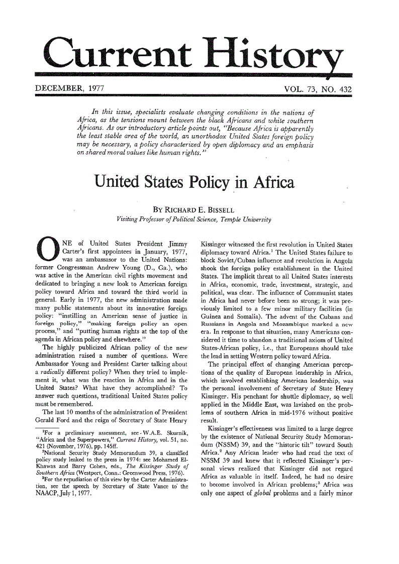 First page of United States Policy in Africa