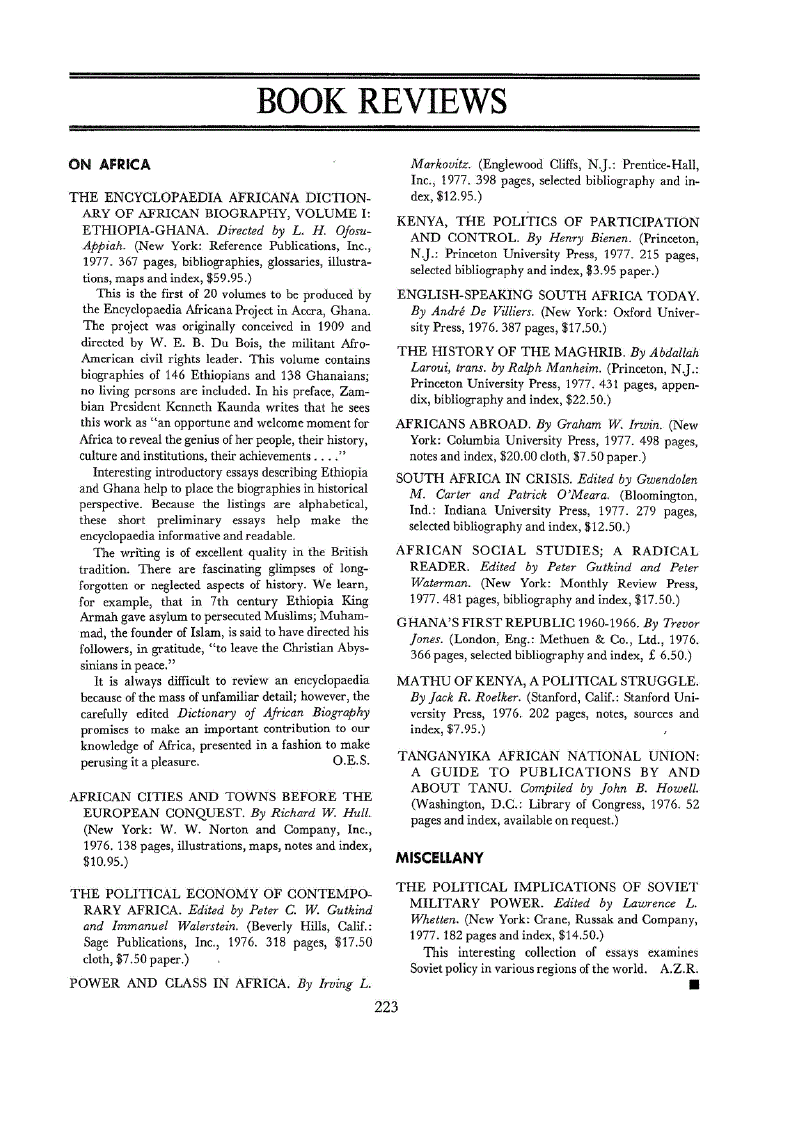 First page of On Africa