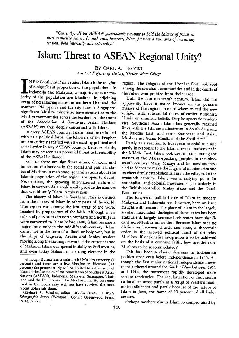 First page of Islam<subtitle>Threat to ASEAN Regional Unity?</subtitle>