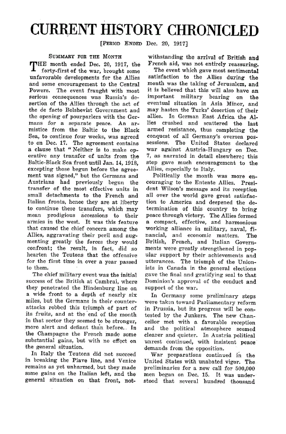 First page of Current History Chronicled