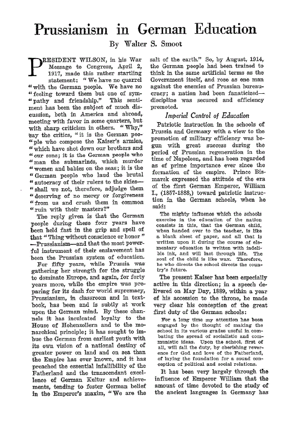 First page of Prassianism in German Education