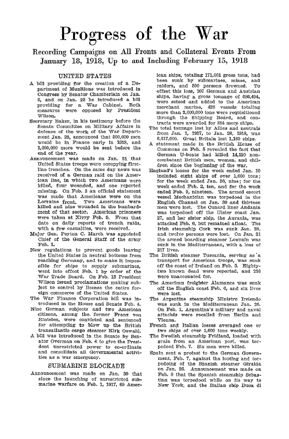 First page of Progress of the War