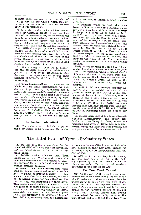 First page of The Third Battle of Ypres—Preliminary Stages