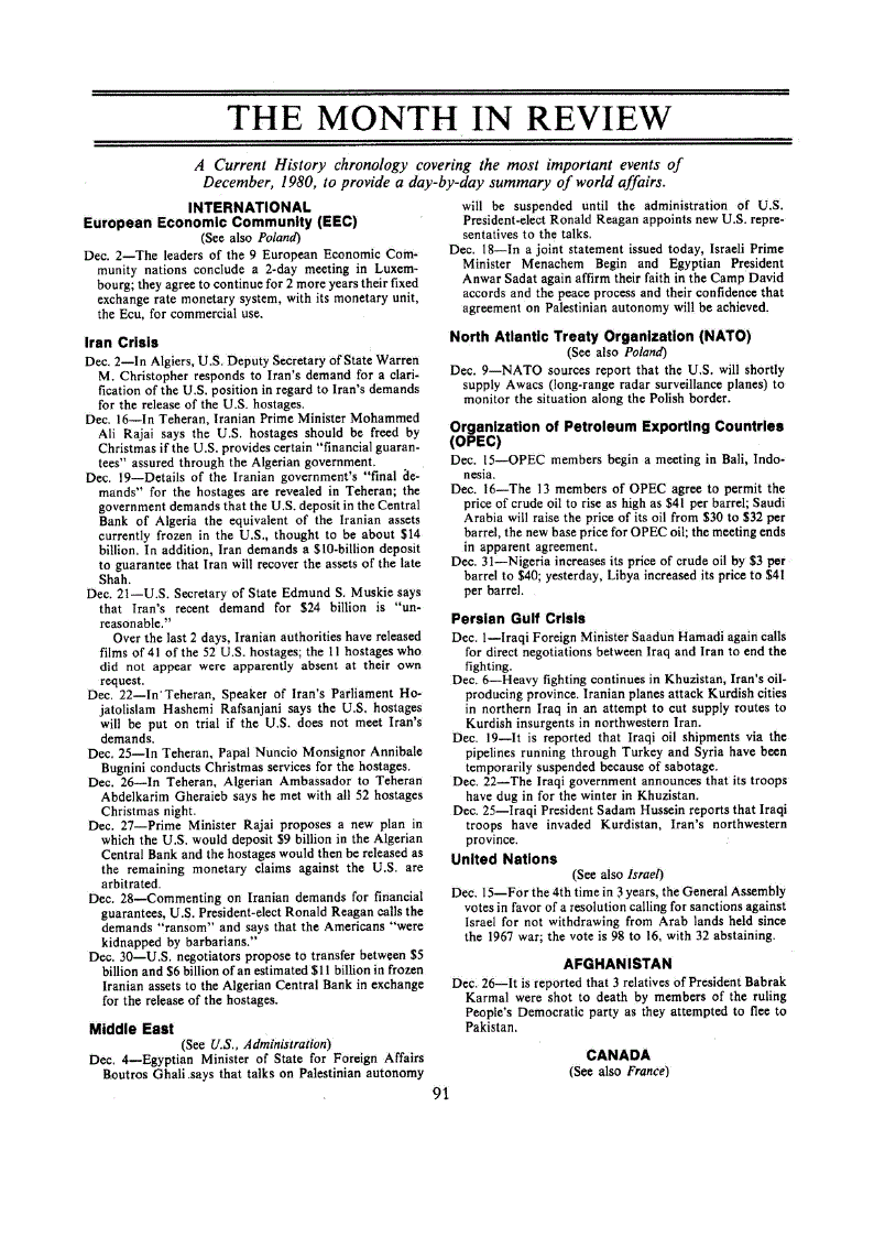 First page of The Month in Review