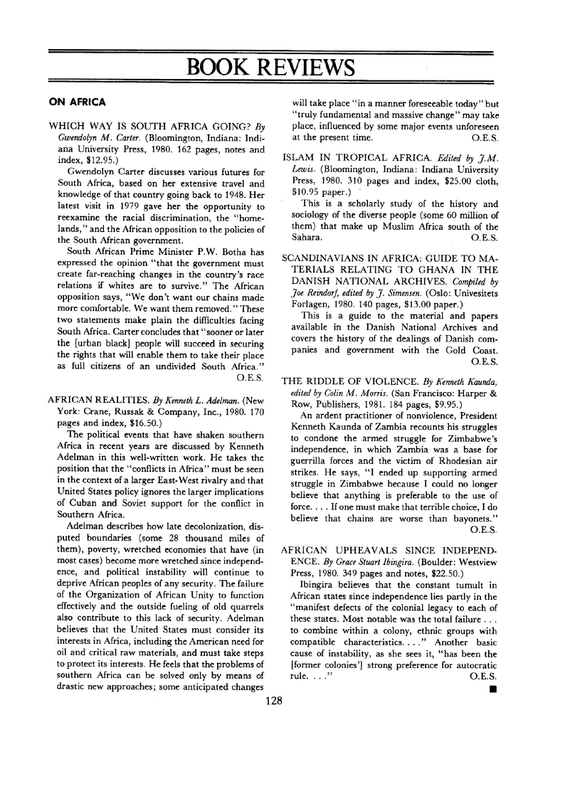 First page of On Africa