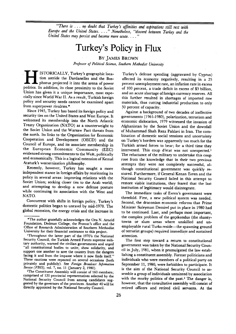 First page of Turkey’s Policy in Flux