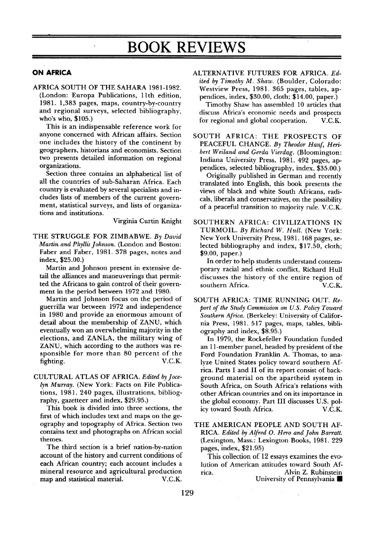 First page of On Africa
