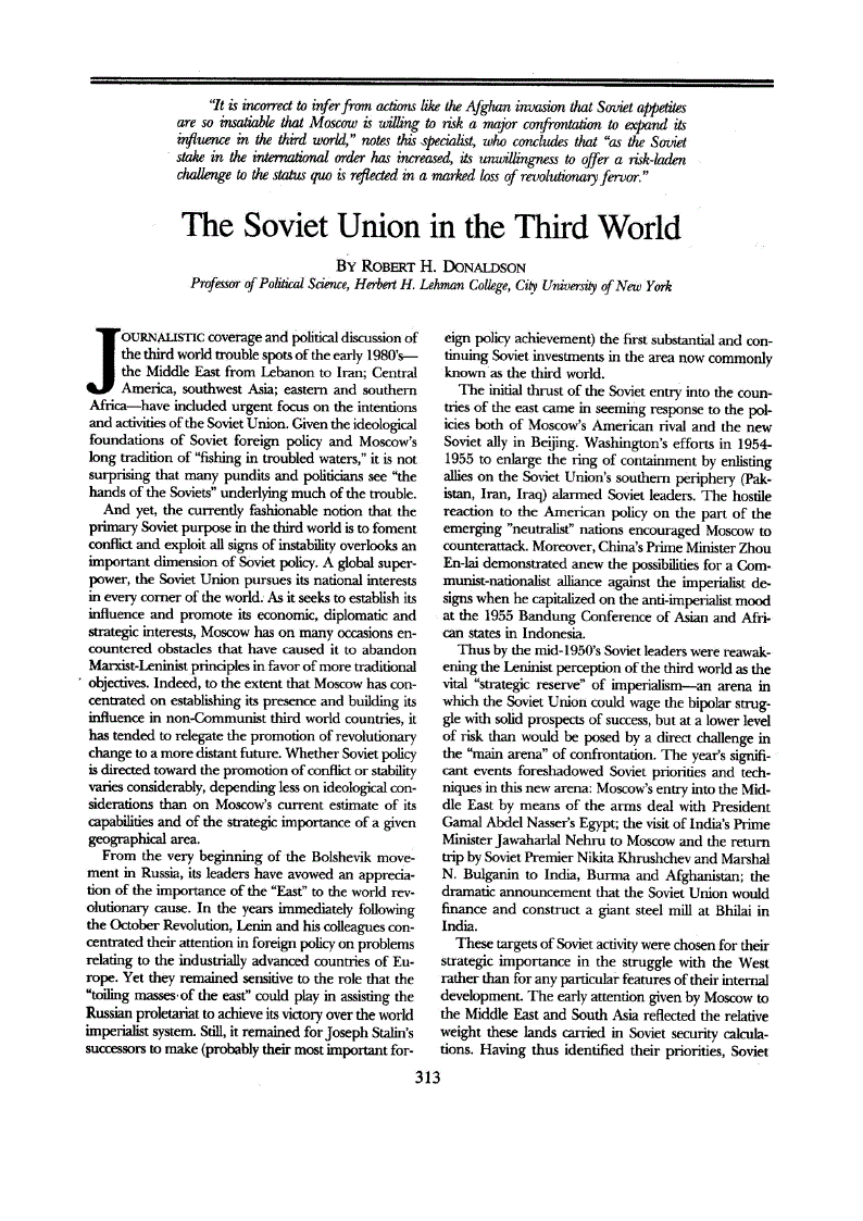 First page of The Soviet Union in the Third World