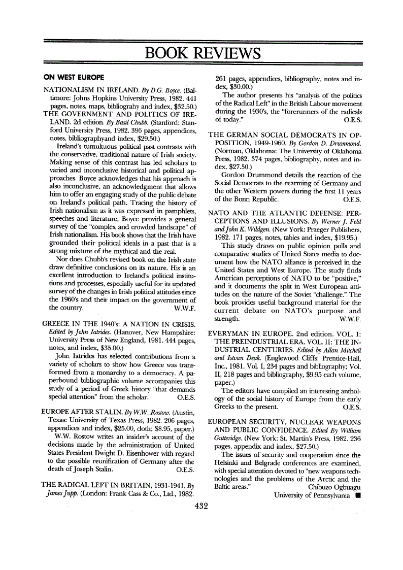 First page of On West Europe