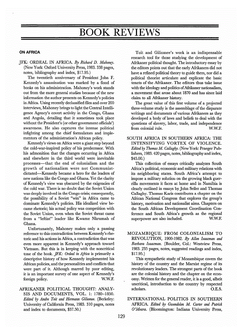 First page of On Africa