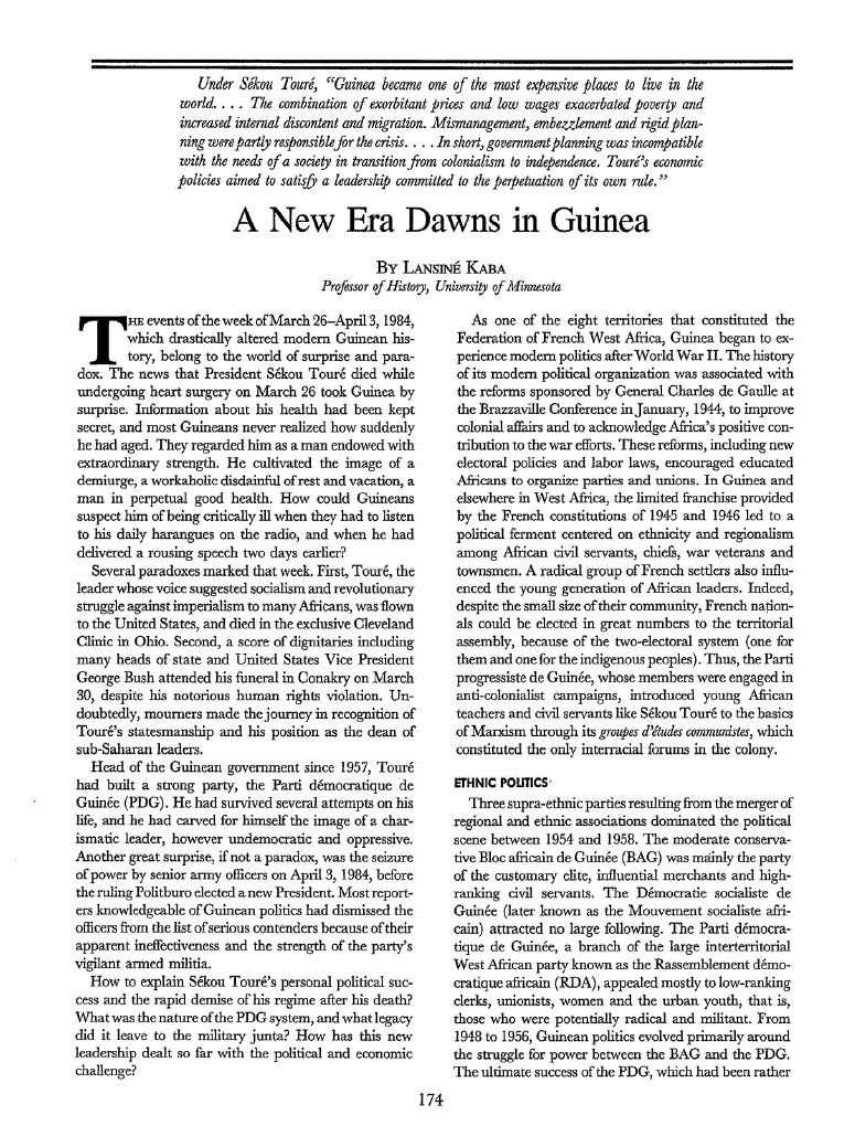 First page of A New Era Dawns in Guinea