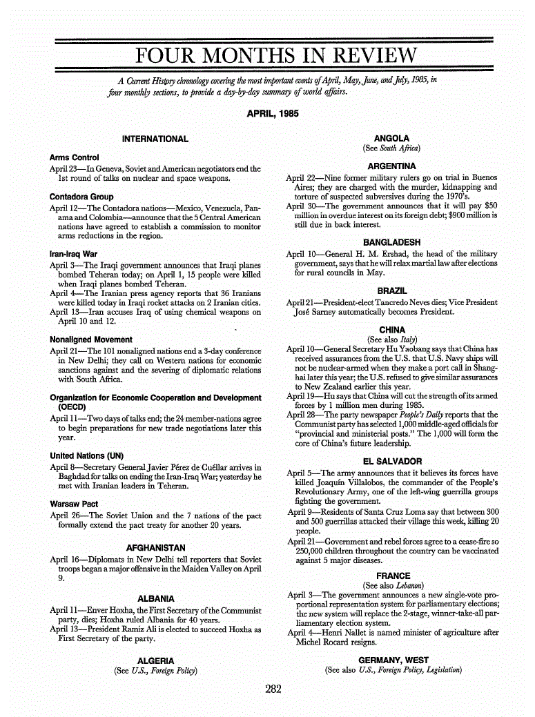 First page of Four Months in Review