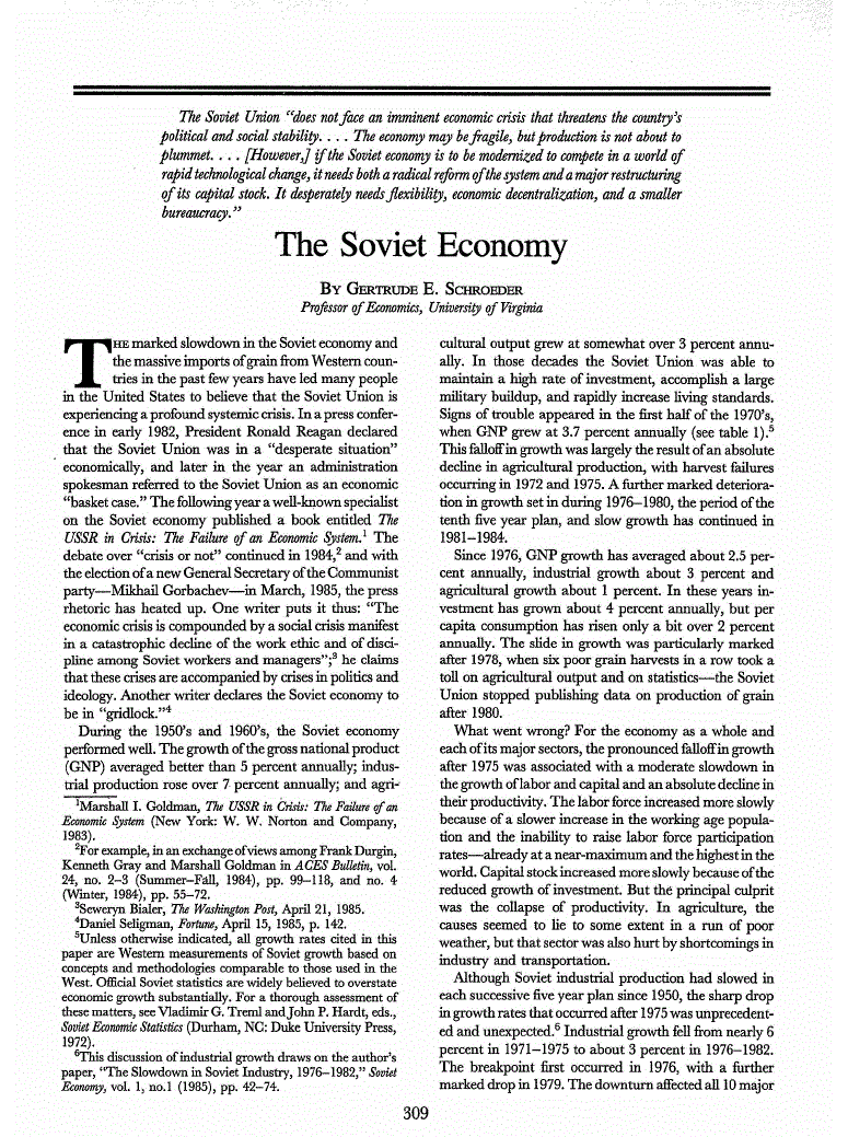 First page of The Soviet Economy