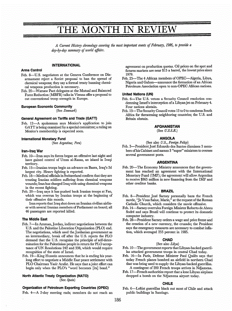 First page of The Month in Review