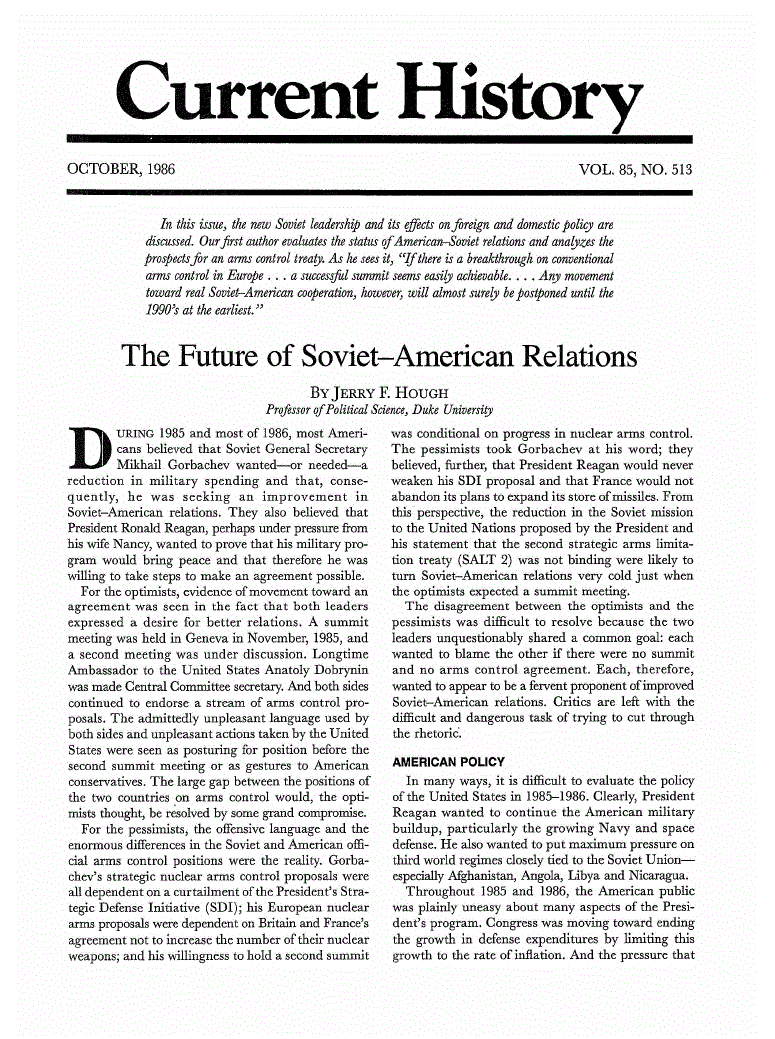 First page of The Future of Soviet–American Relations