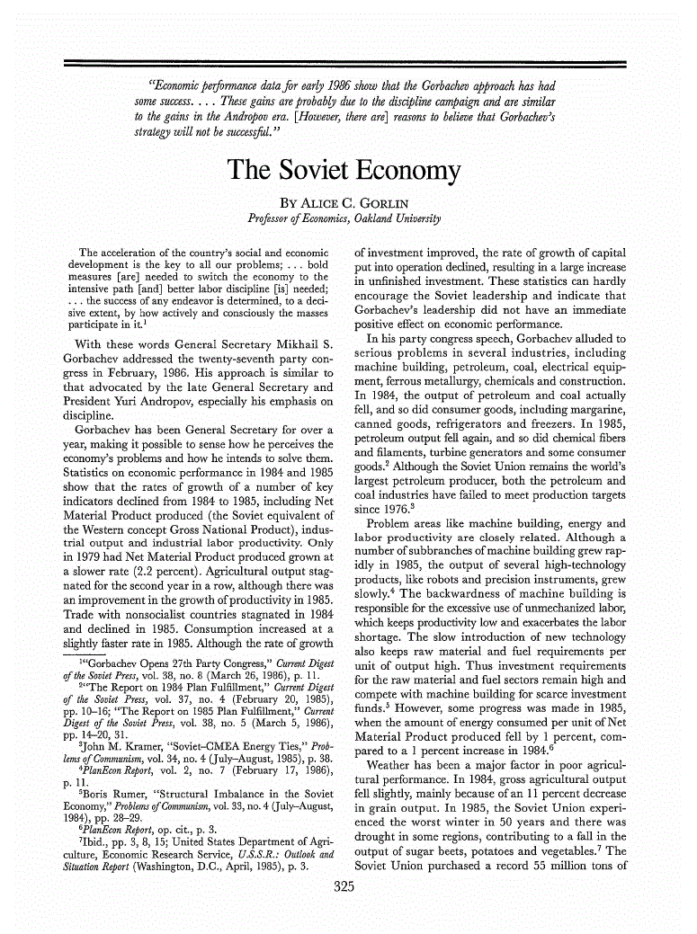 First page of The Soviet Economy