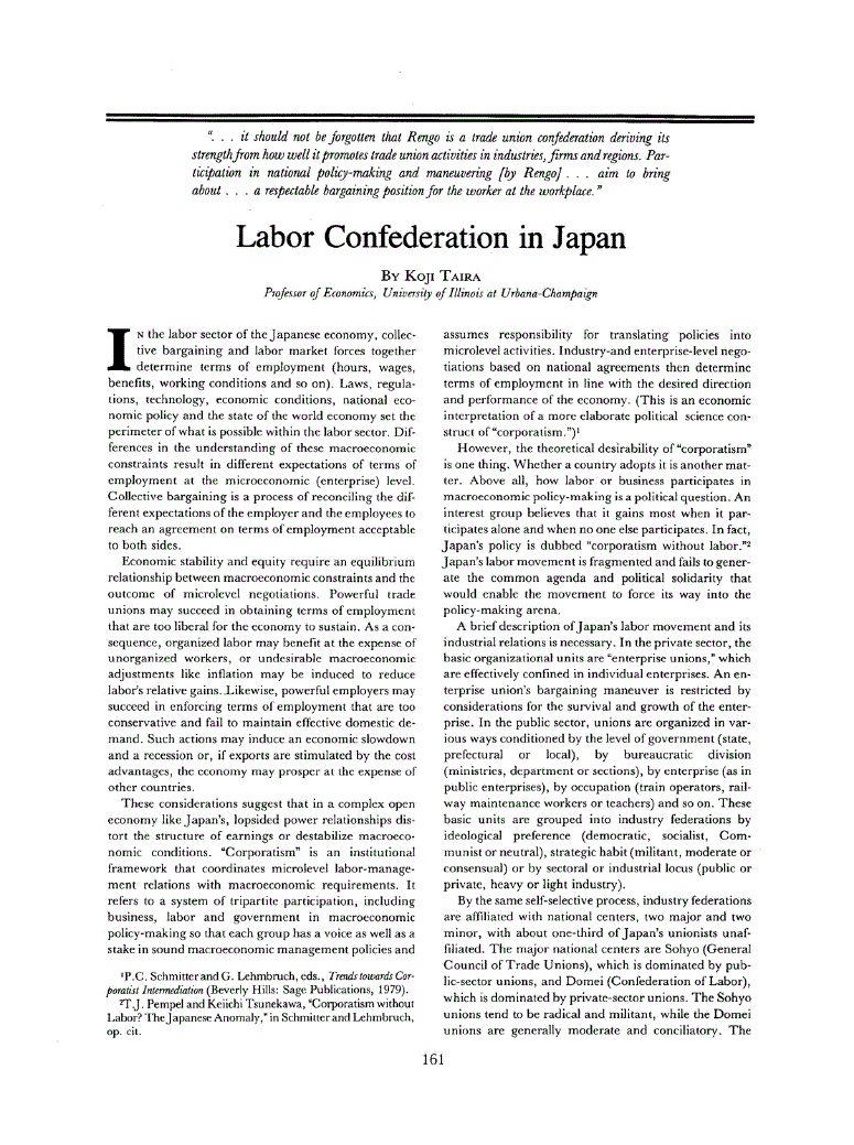 First page of Labor Confederation in Japan