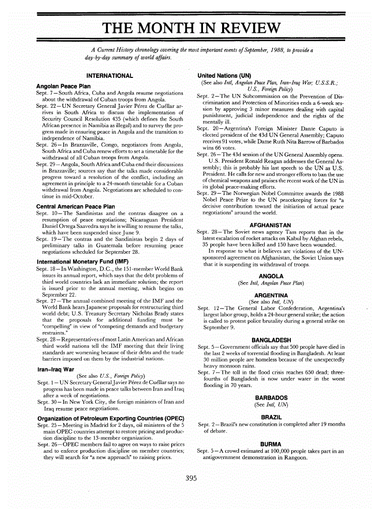 First page of The Month in Review