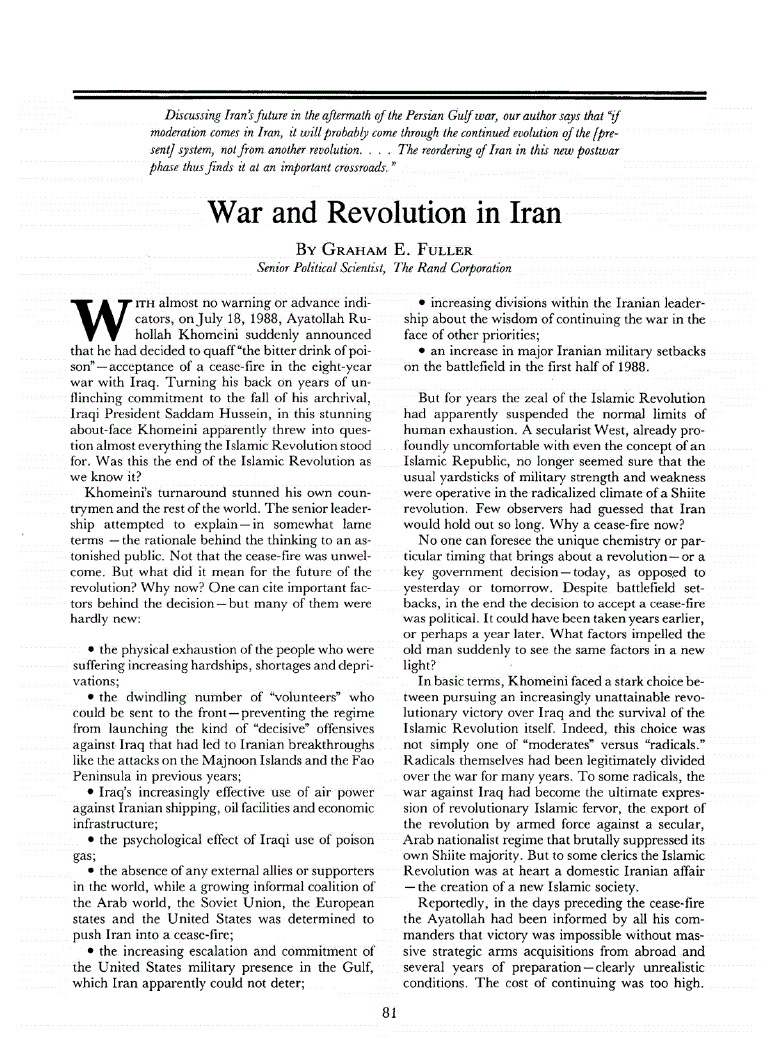 First page of War and Revolution in Iran