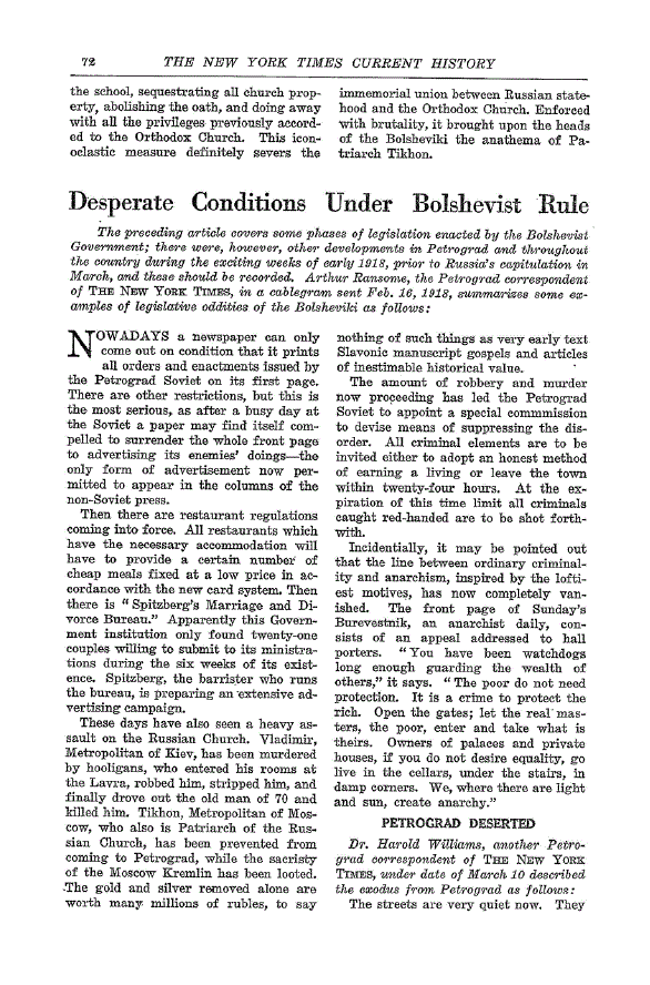 First page of Desperate Conditions Under Bolshevist Rule