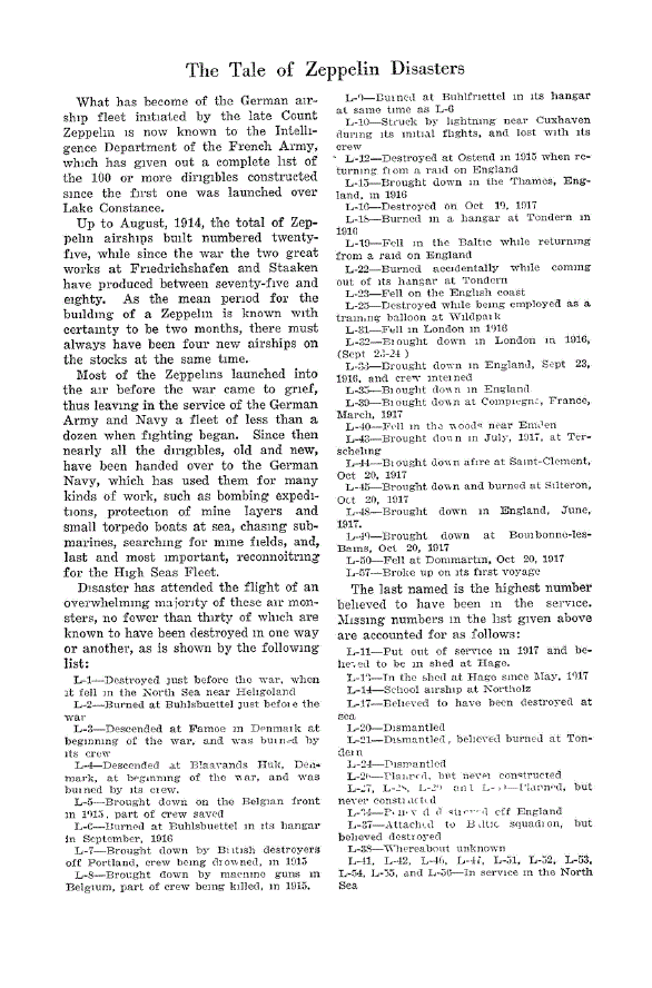 First page of The Tale of Zeppelin Disasters