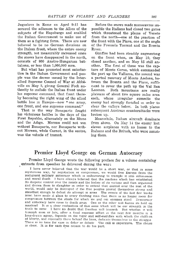First page of Premier Lloyd George on German Autocracy
